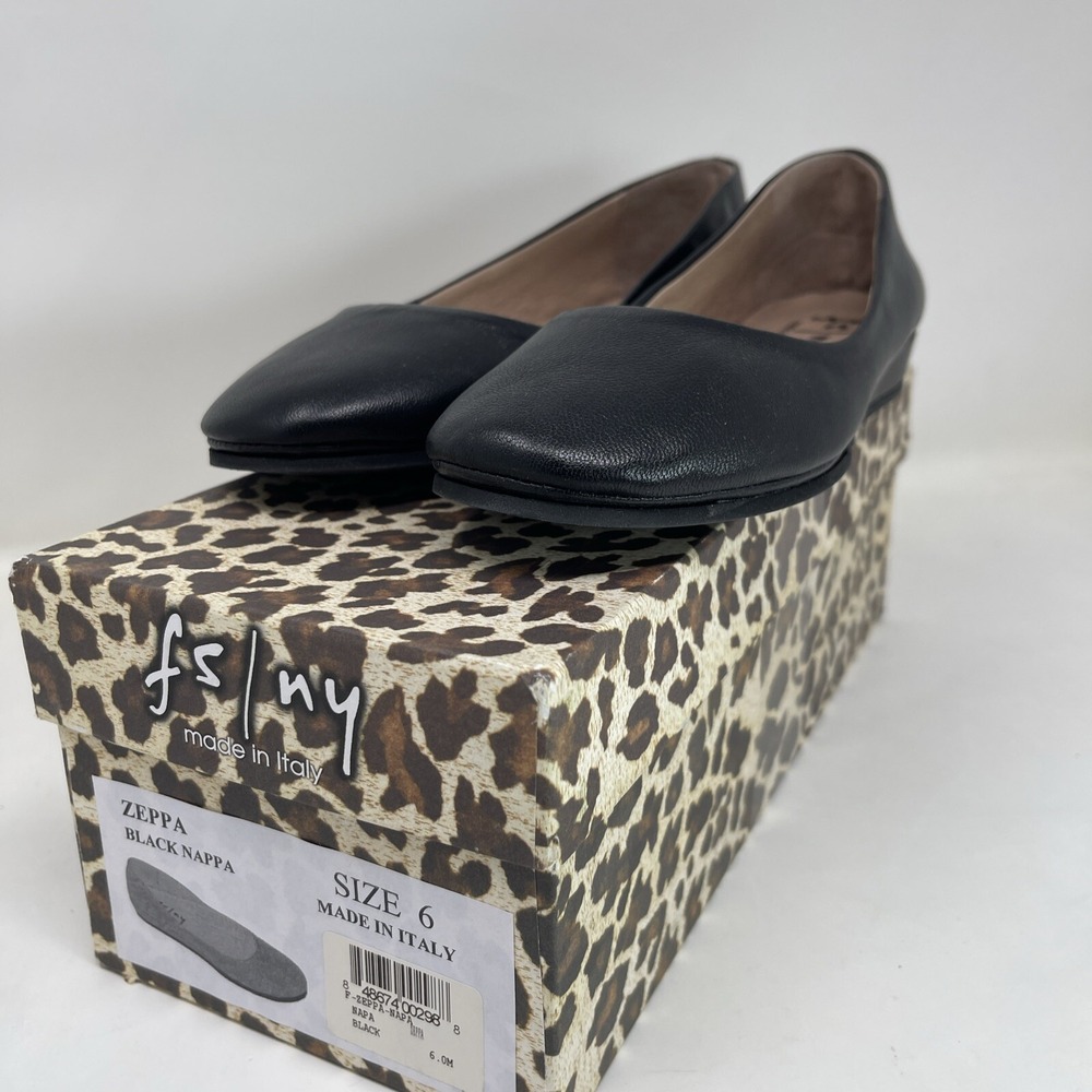 French Sole Women's 6 Zeppa Slip on Shoes Black Nappa Italy Low Wedge FS/NY